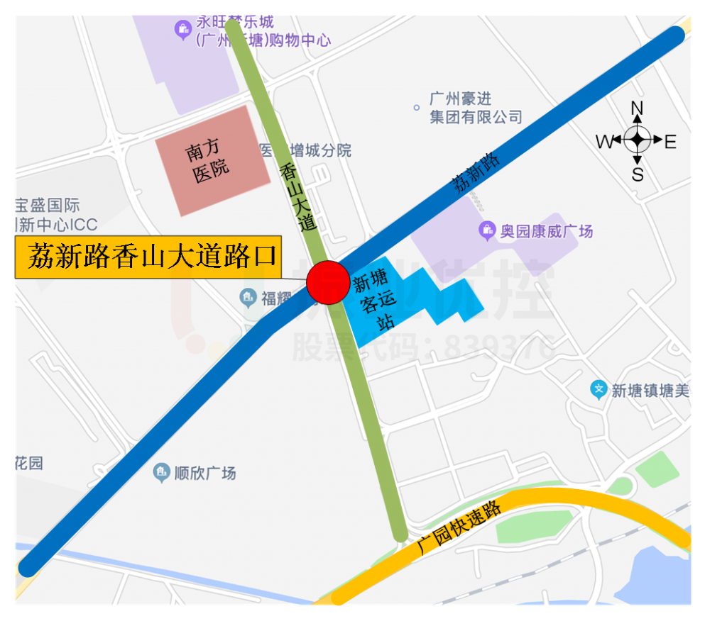 图1 荔新路香山大道路口地理位置图