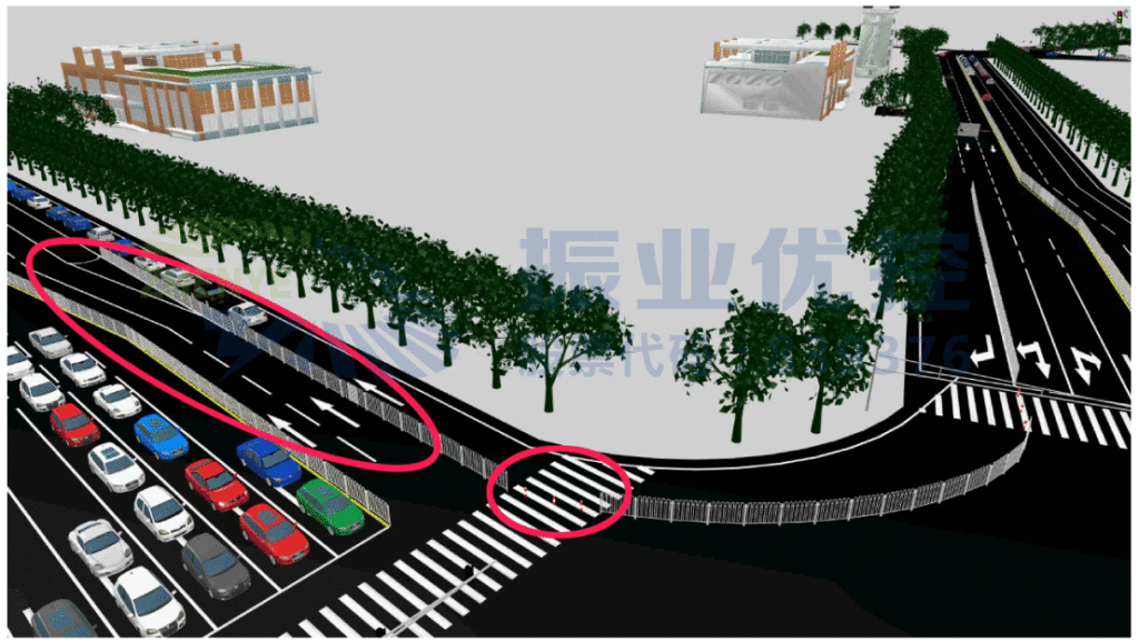 图8 增设护栏和警示桩（锦江中路）