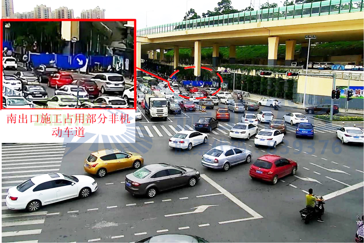 图4 中华路-园湖路路口南出口整改前围挡情况